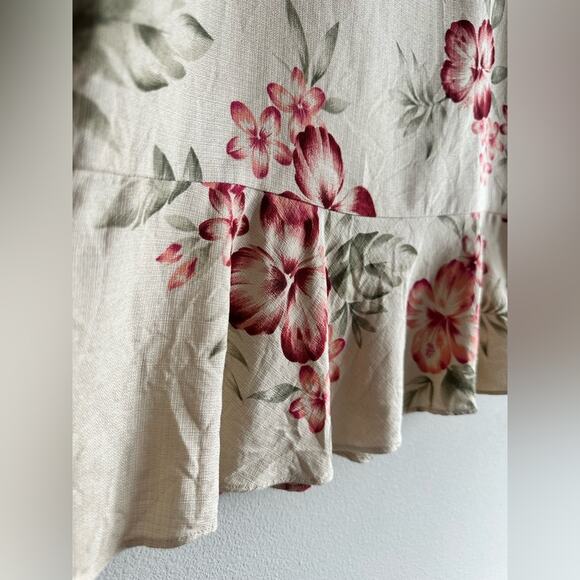 Vintage Brooks Brothers Floral Silk Cotton Skirt Sz 4 – Ruffle Hem Cottagecore - Picture 2 of 5